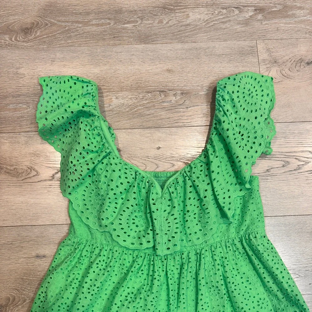 Lilly Pulitzer Bright Green Eyelet Ruffle Swing Dress